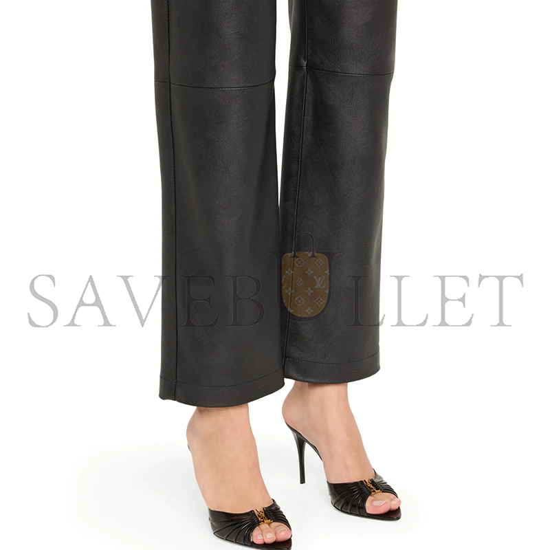 YSL BABYLONE YSL RUCHED LEATHER MULE SANDALS